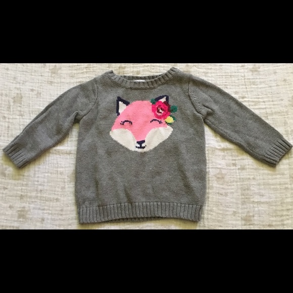 Carter's Other - Carter’s Infant Girl's Fox Print Grey Sweater